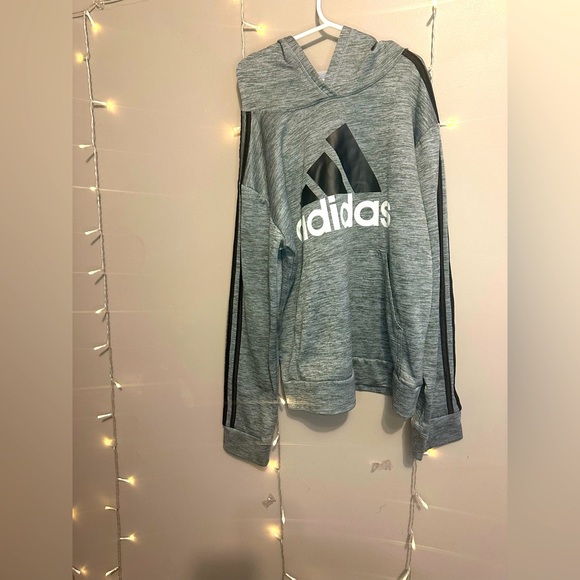 Boy Addidas Gray/Back Hoodie size Youth large - Picture 1 of 2